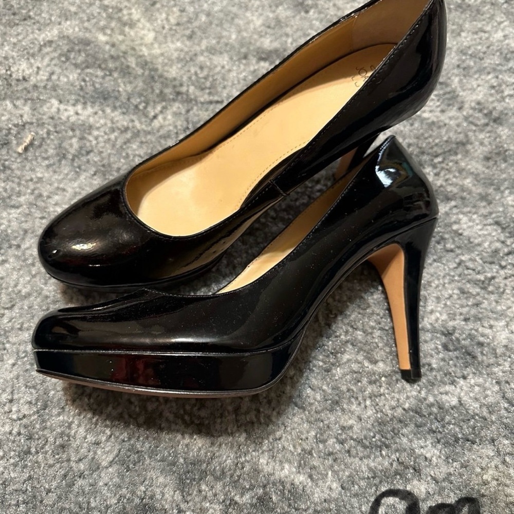 Sleek Black Patent Leather Heels